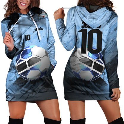 Botswana Soccer Hoodie Dress Custom Female Football Fans