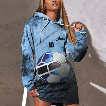Botswana Soccer Hoodie Dress Custom Female Football Fans