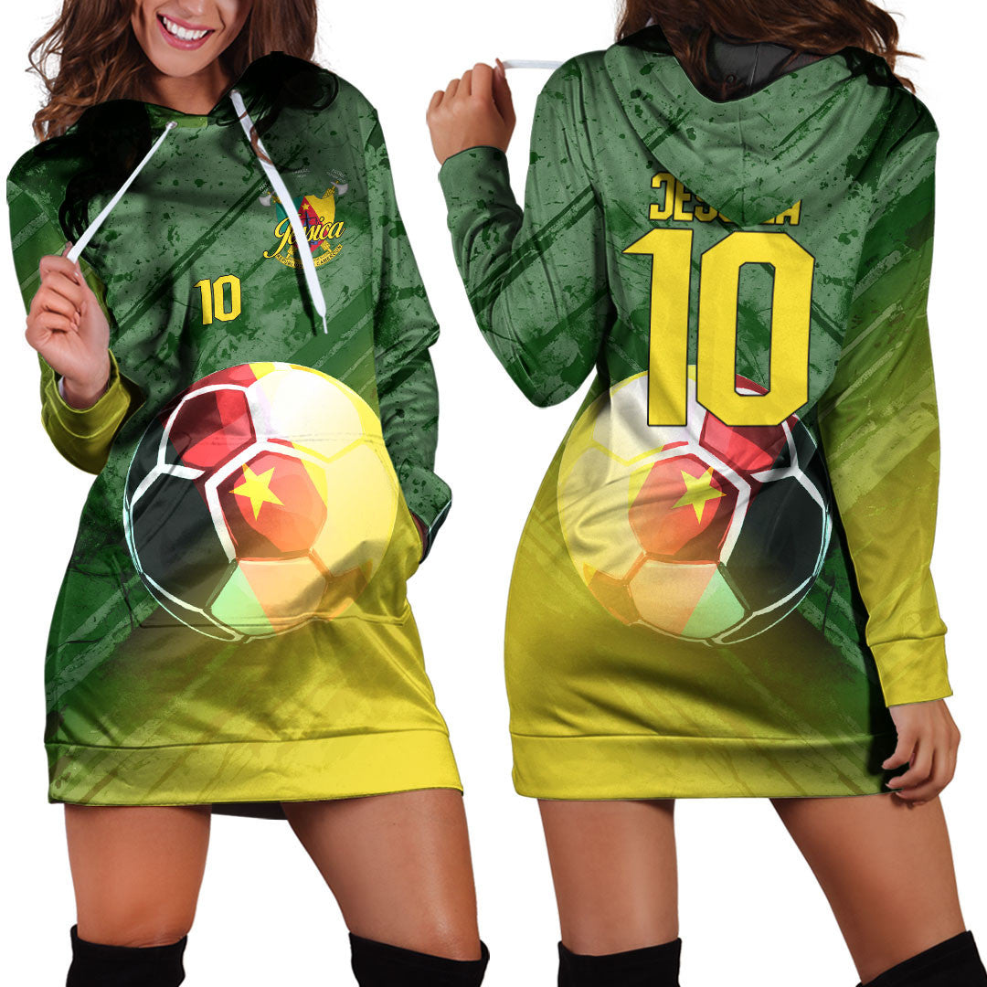 Cameroon Soccer Hoodie Dress Custom Female Football Fans