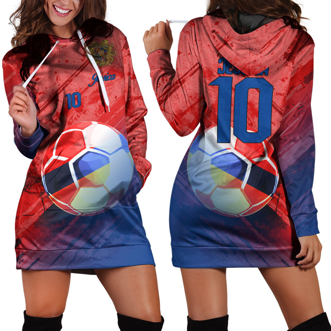 Armenia Soccer Hoodie Dress Custom Female Football Fans