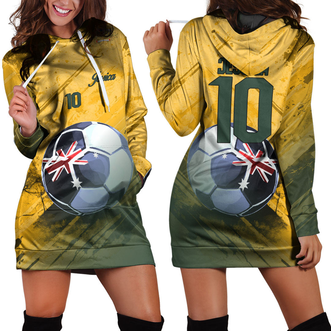 Australia Soccer Hoodie Dress Custom Female Football Fans