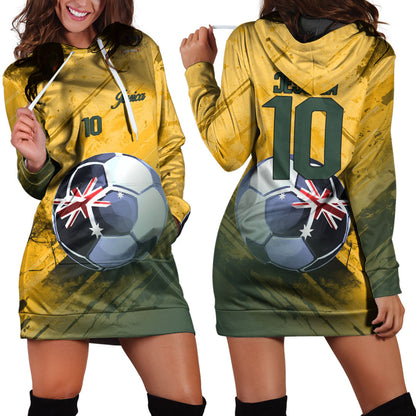 Australia Soccer Hoodie Dress Custom Female Football Fans