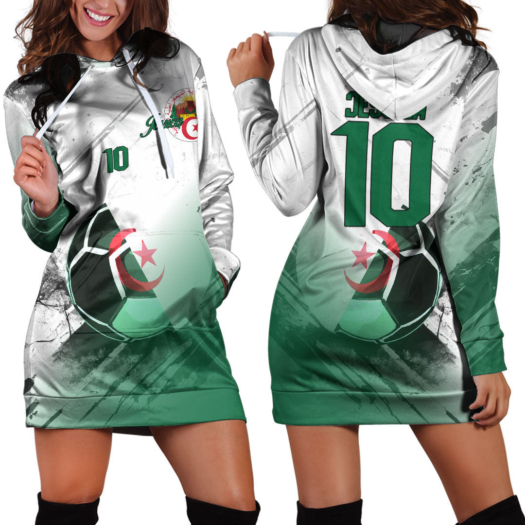 Algeria Soccer Hoodie Dress Custom Female Football Fans