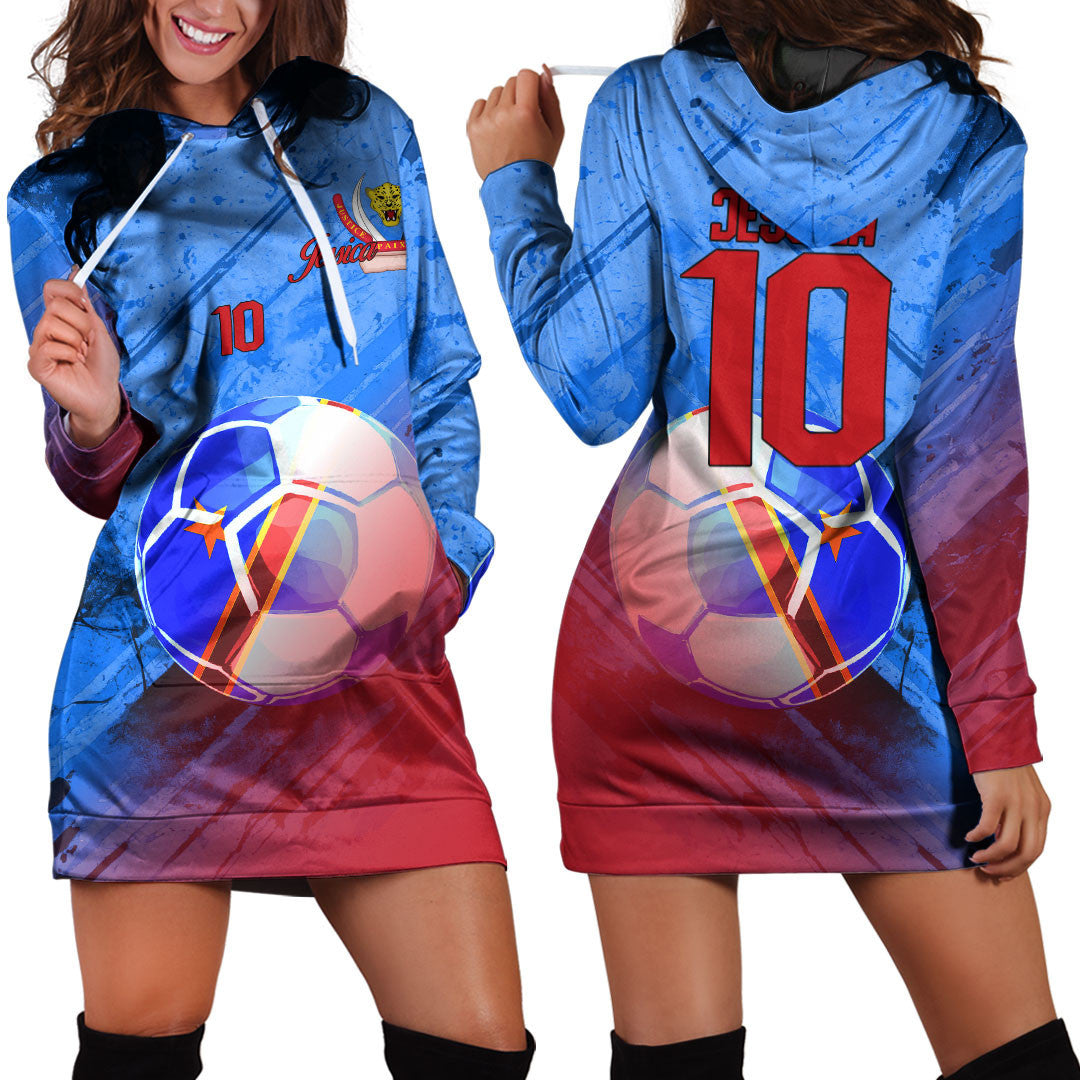 Democratic Republic Of The Congo Soccer Hoodie Dress Custom Female Football Fans
