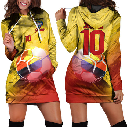 Colombia Soccer Hoodie Dress Custom Female Football Fans
