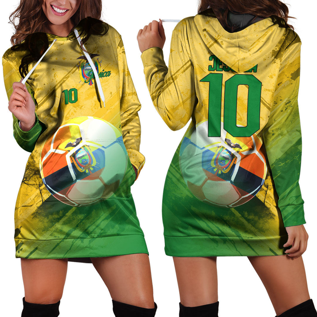 Ecuador Soccer Hoodie Dress Custom Female Football Fans
