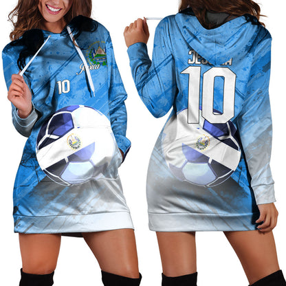 El Salvador Soccer Hoodie Dress Custom Female Football Fans