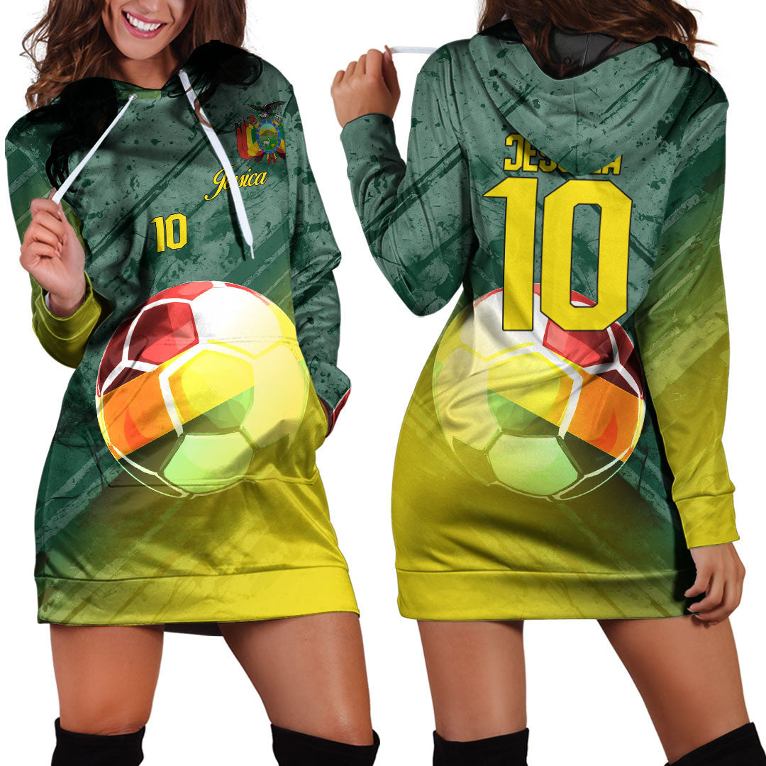 Bolivia Soccer Hoodie Dress Custom Female Football Fans