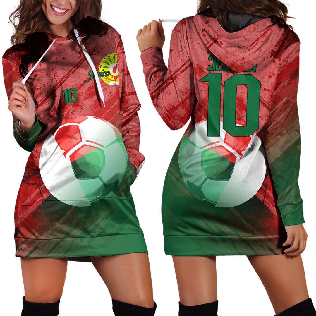 Madagascar Soccer Hoodie Dress Custom Female Football Fans