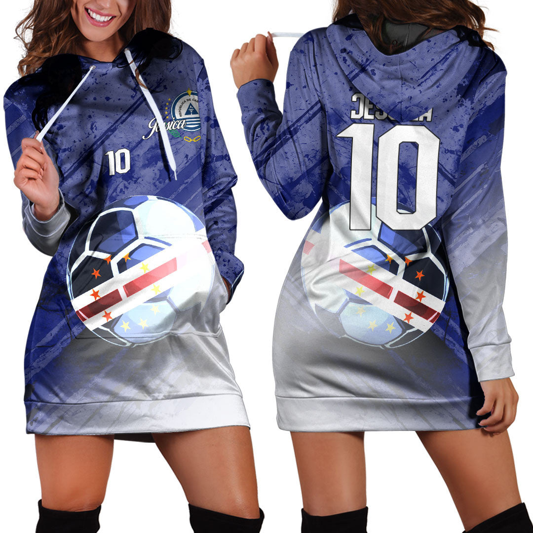 Cape Verde Soccer Hoodie Dress Custom Female Football Fans