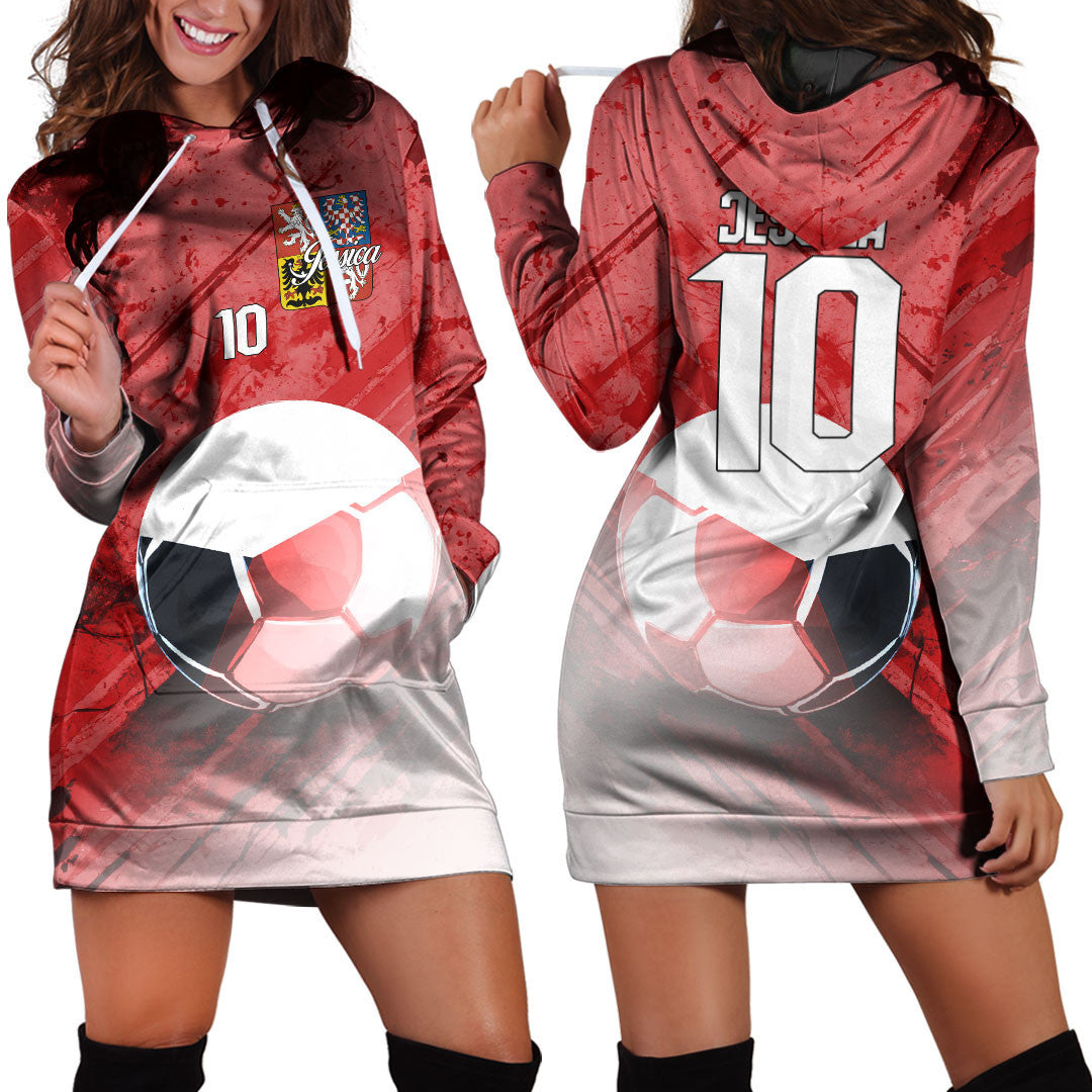 Czech Republic Soccer Hoodie Dress Custom Female Football Fans
