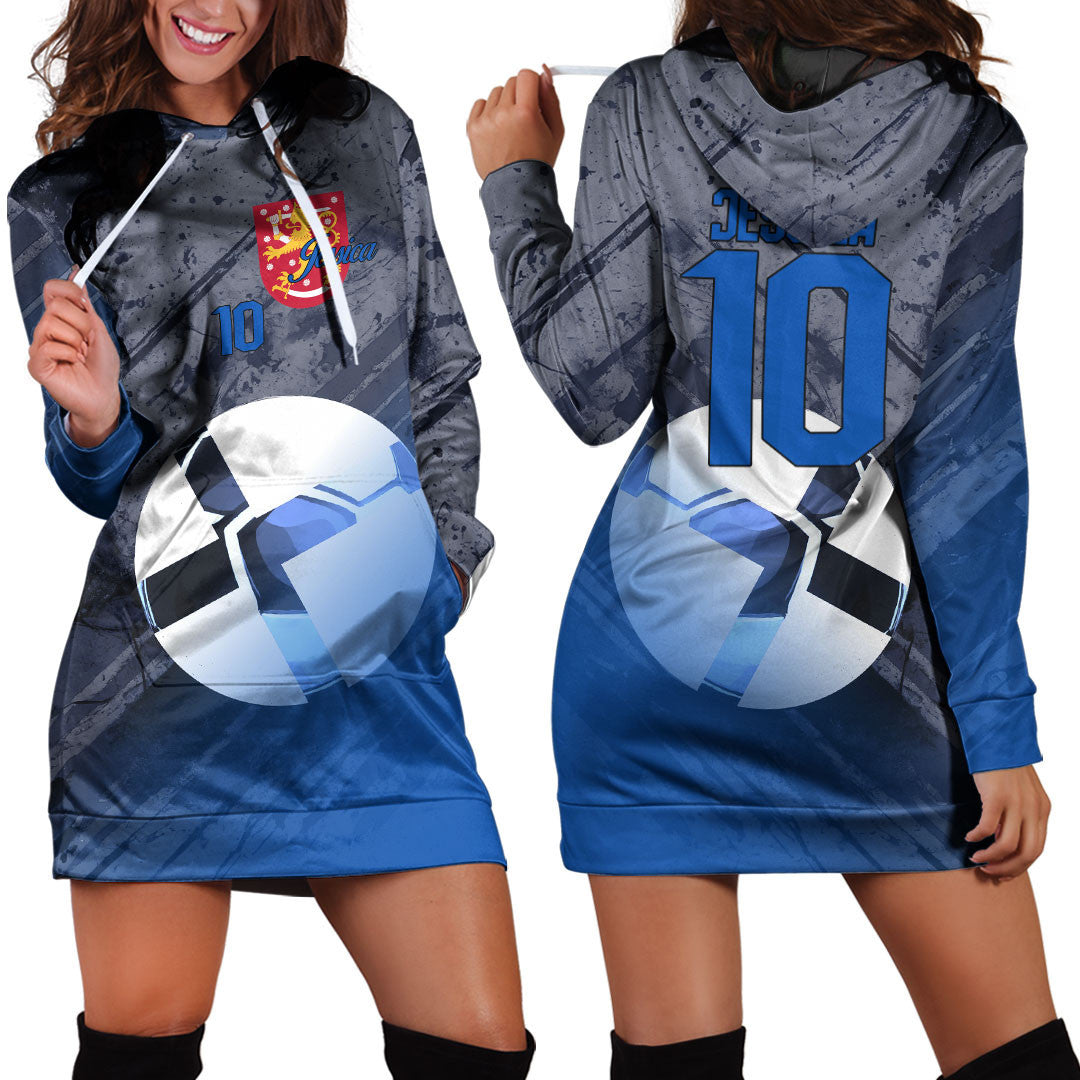 Finland Soccer Hoodie Dress Custom Female Football Fans