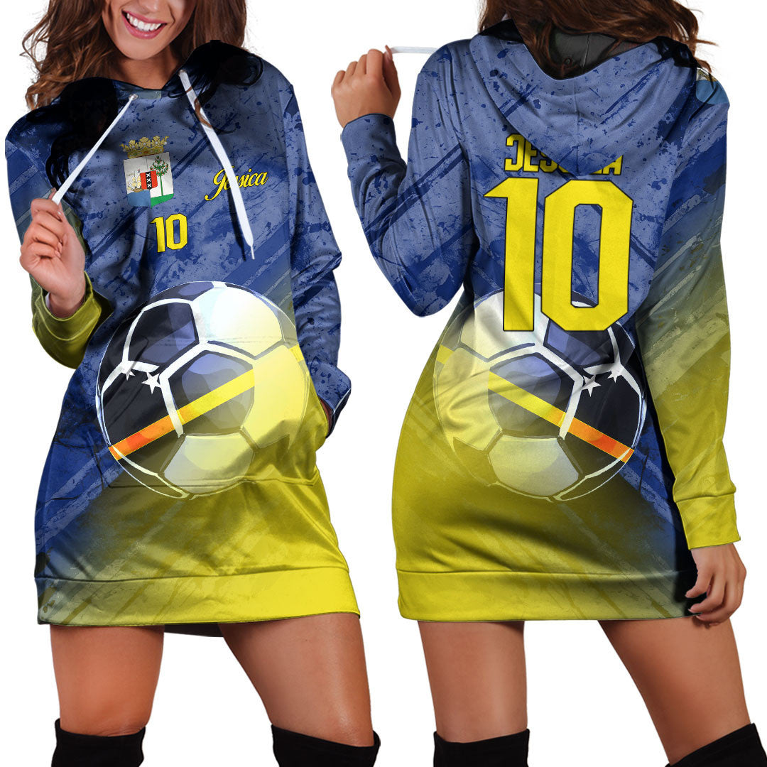 Curacao Soccer Hoodie Dress Custom Female Football Fans