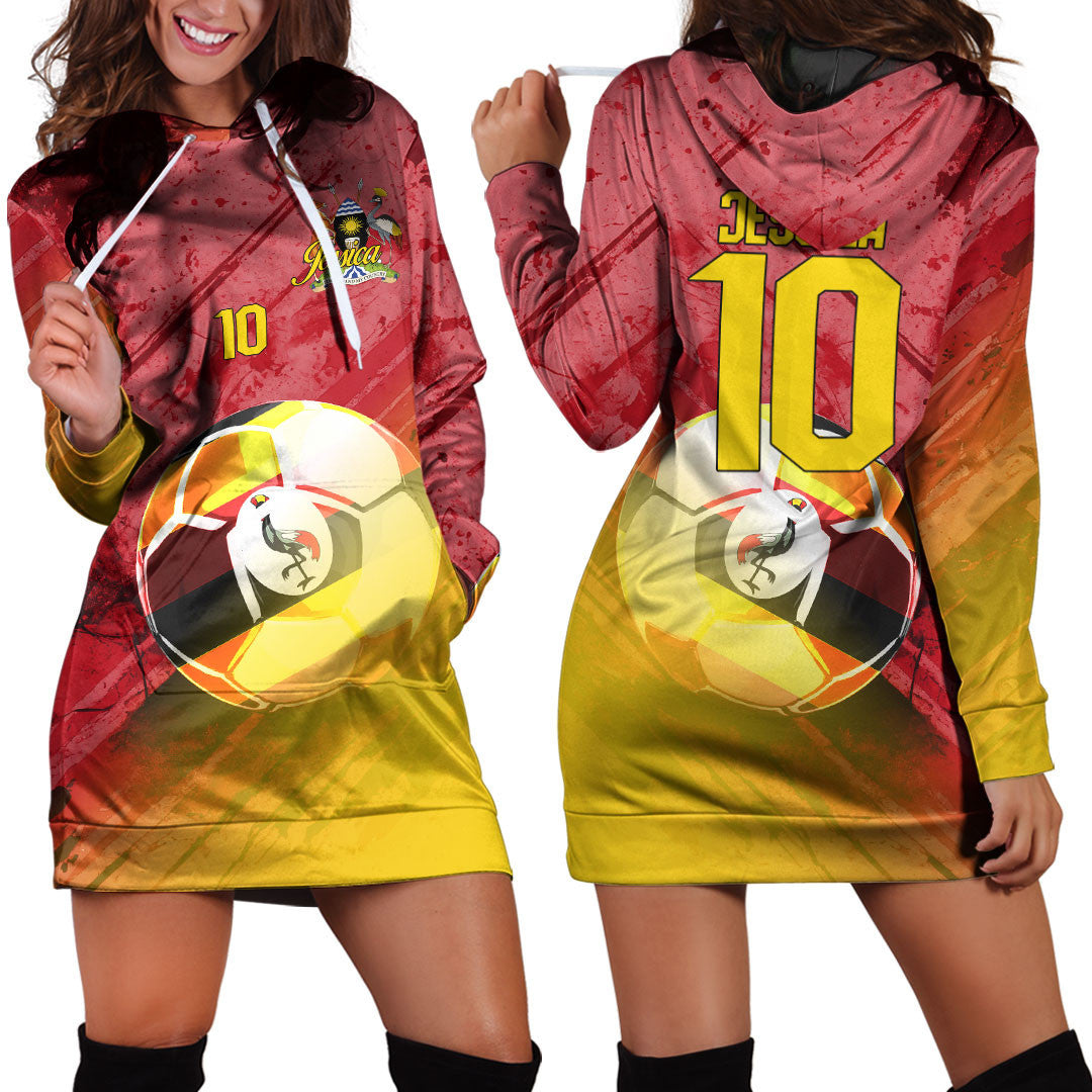 Uganda Soccer Hoodie Dress Custom Female Football Fans