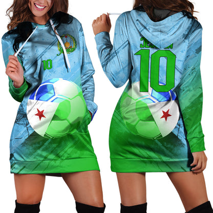 Djibouti Soccer Hoodie Dress Custom Female Football Fans