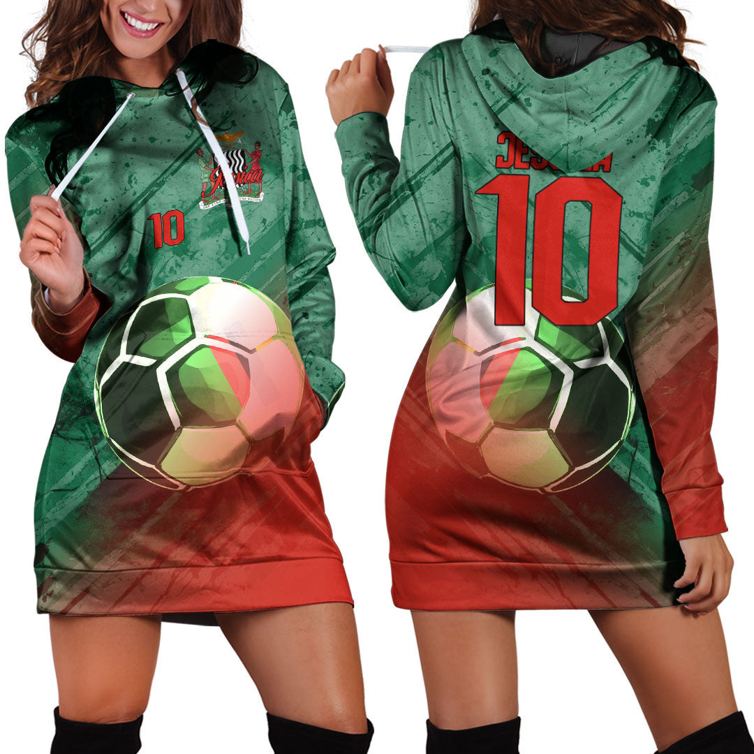 Zambia Soccer Hoodie Dress Custom Female Football Fans