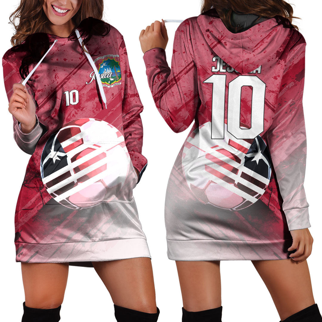 Liberia Soccer Hoodie Dress Custom Female Football Fans