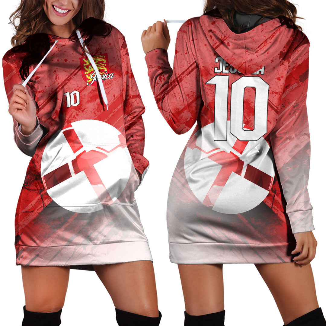 England Soccer Hoodie Dress Custom Female Football Fans