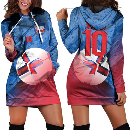 Faroe Islands Soccer Hoodie Dress Custom Female Football Fans