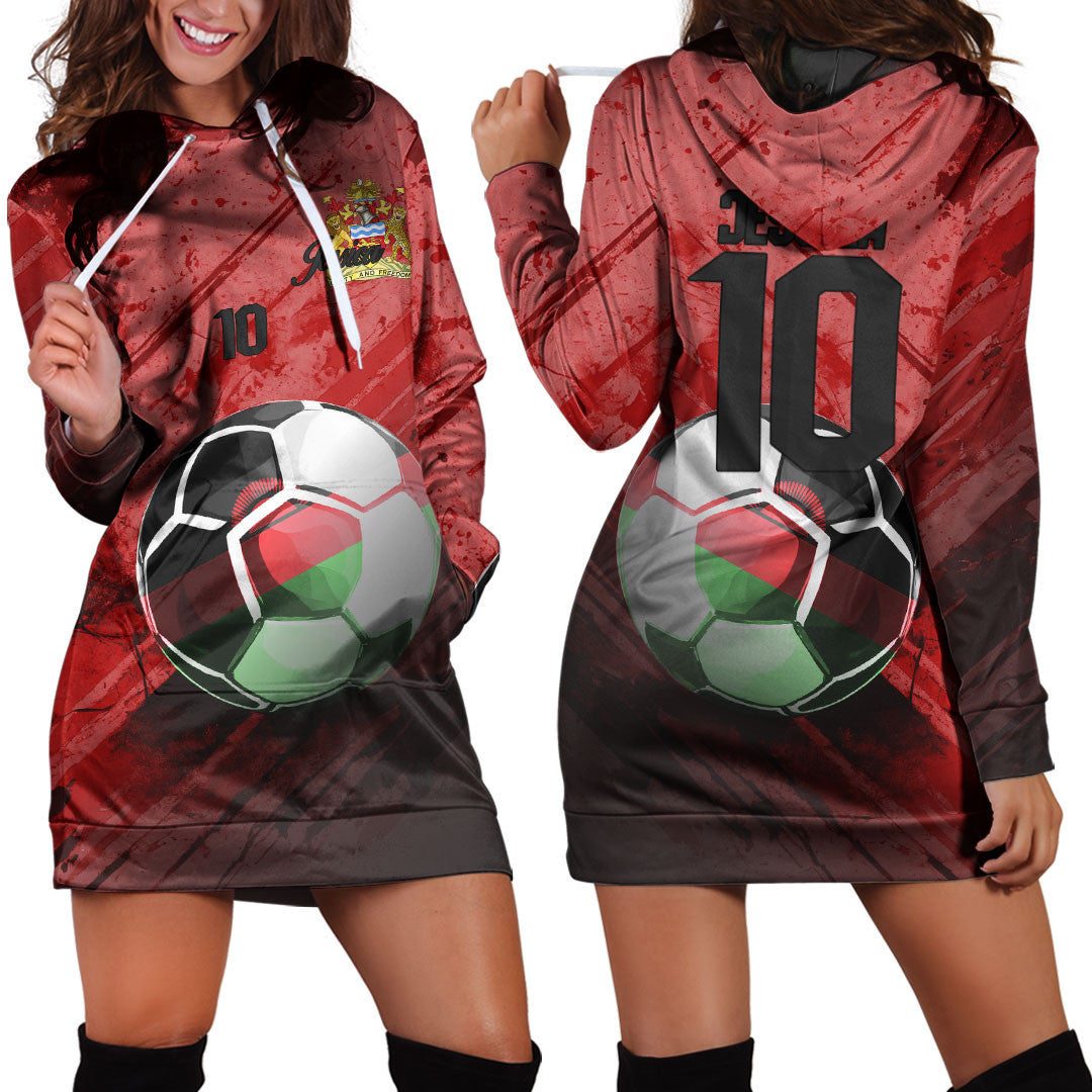 Malawi Soccer Hoodie Dress Custom Female Football Fans