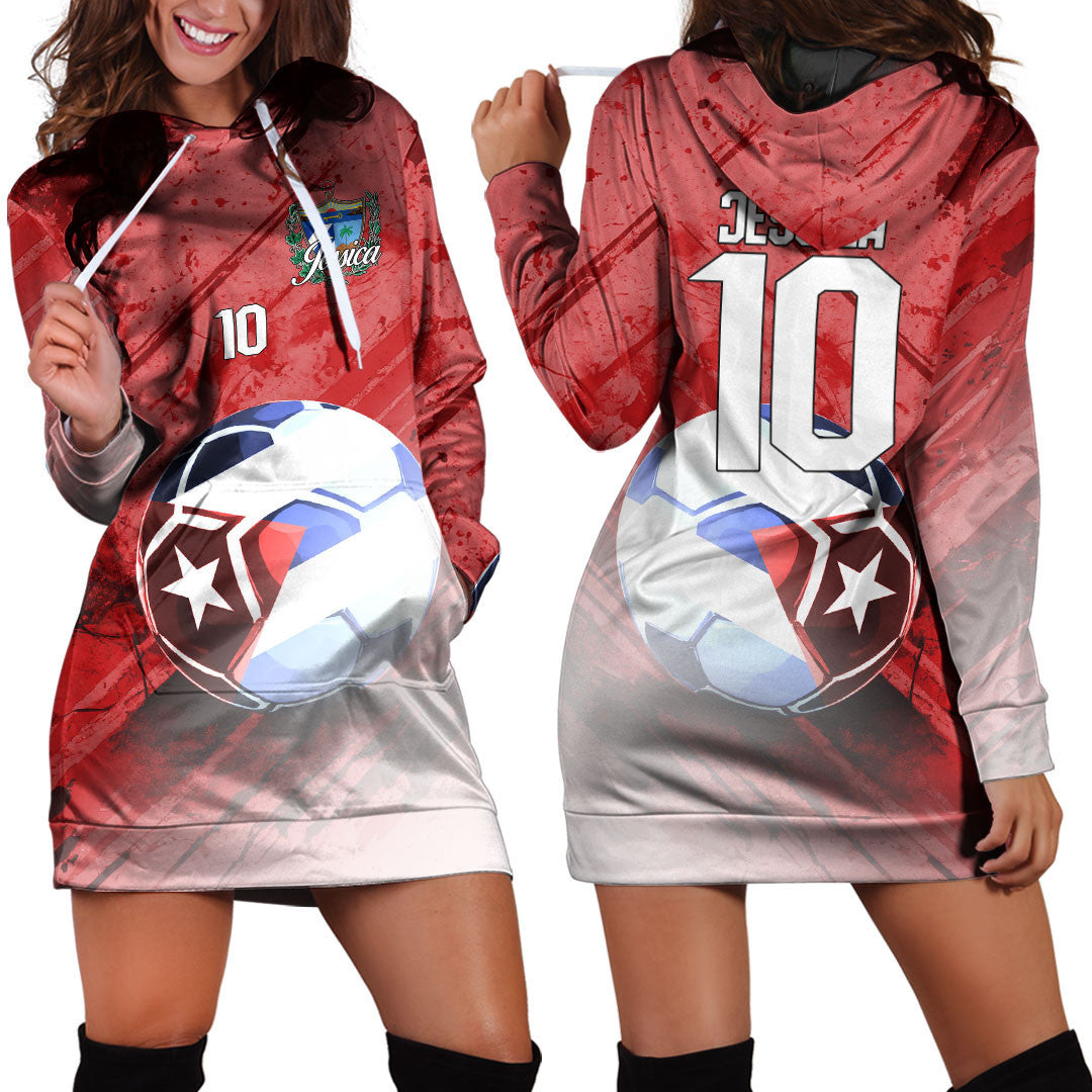 Cuba Soccer Hoodie Dress Custom Female Football Fans