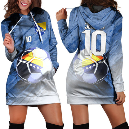 Bosnia and Herzegovina Soccer Hoodie Dress Custom Female Football Fans