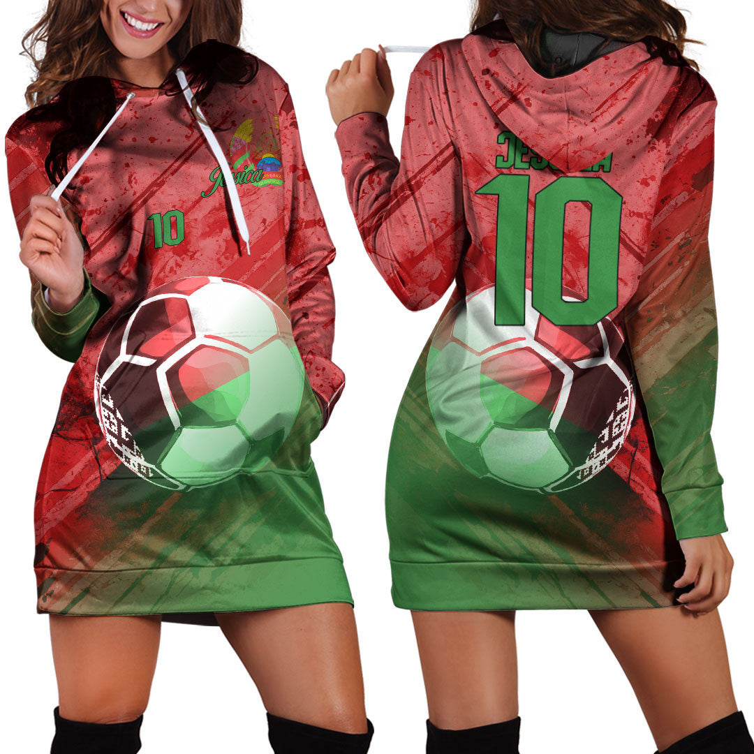 Belarus Soccer Hoodie Dress Custom Female Football Fans