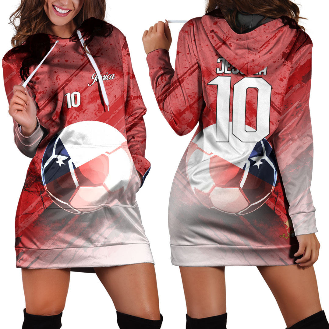 Chile Soccer Hoodie Dress Custom Female Football Fans