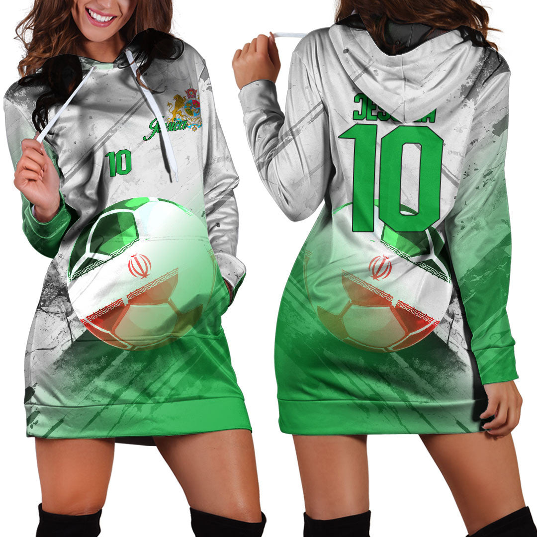 Iran Soccer Hoodie Dress Custom Female Football Fans