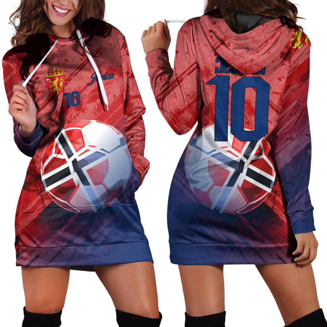 Norway Soccer Hoodie Dress Custom Female Football Fans