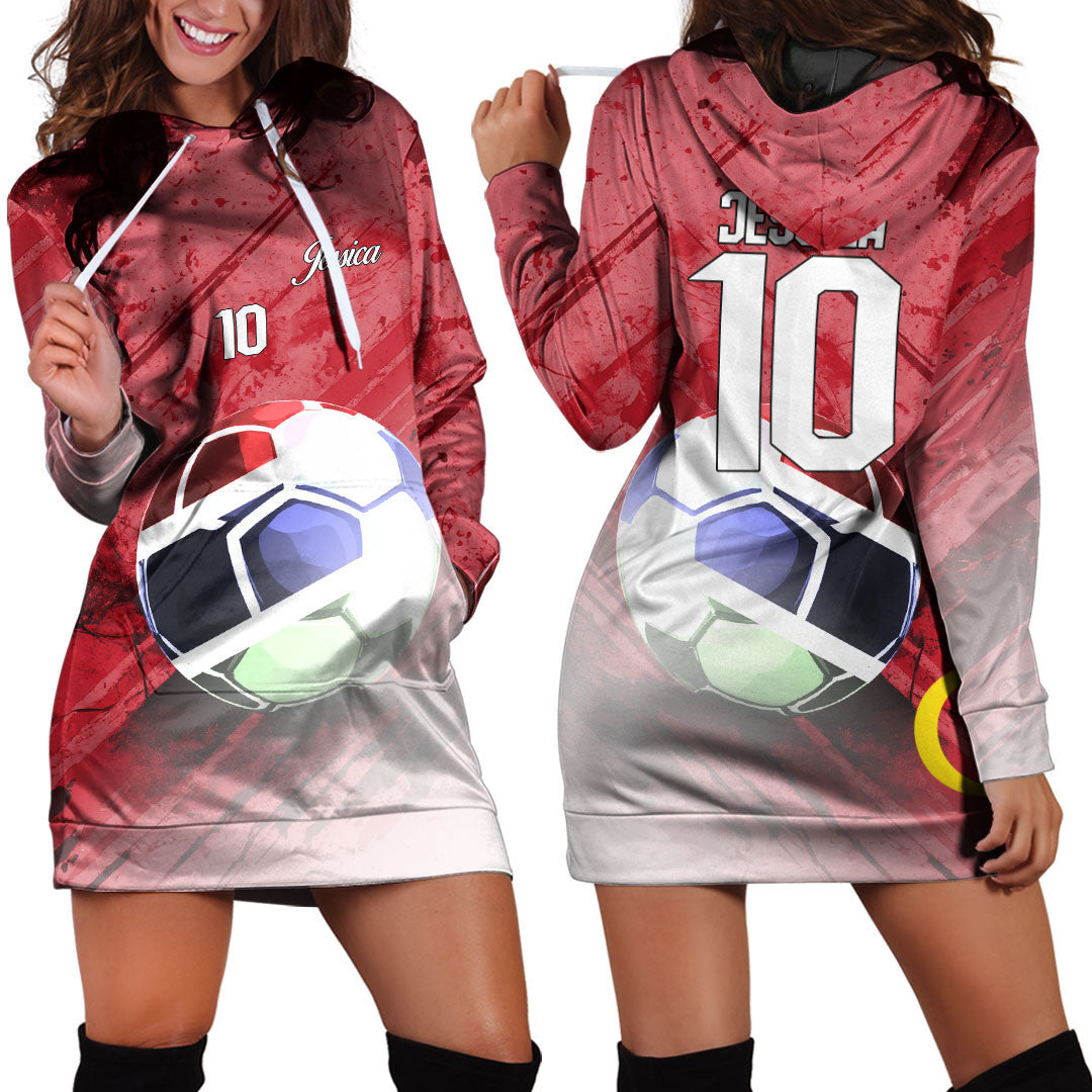 Gambia Soccer Hoodie Dress Custom Female Football Fans