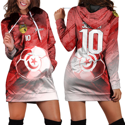 Tunisia Soccer Hoodie Dress Custom Female Football Fans