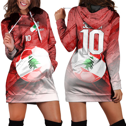 Lebanon Soccer Hoodie Dress Custom Female Football Fans