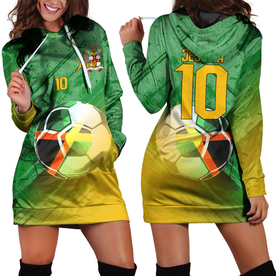 Jamaica Soccer Hoodie Dress Custom Female Football Fans