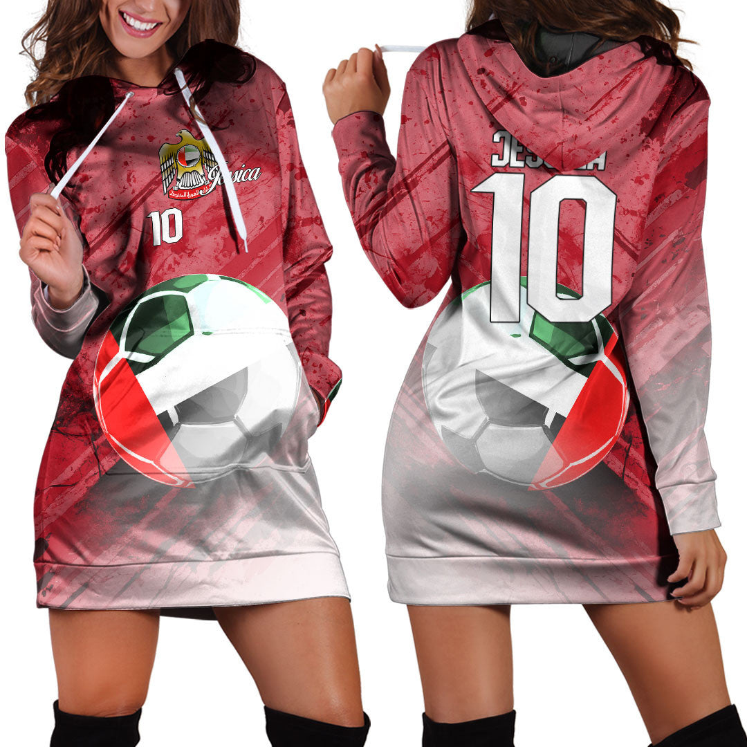 United Arab Emirates Soccer Hoodie Dress Custom Female Football Fans
