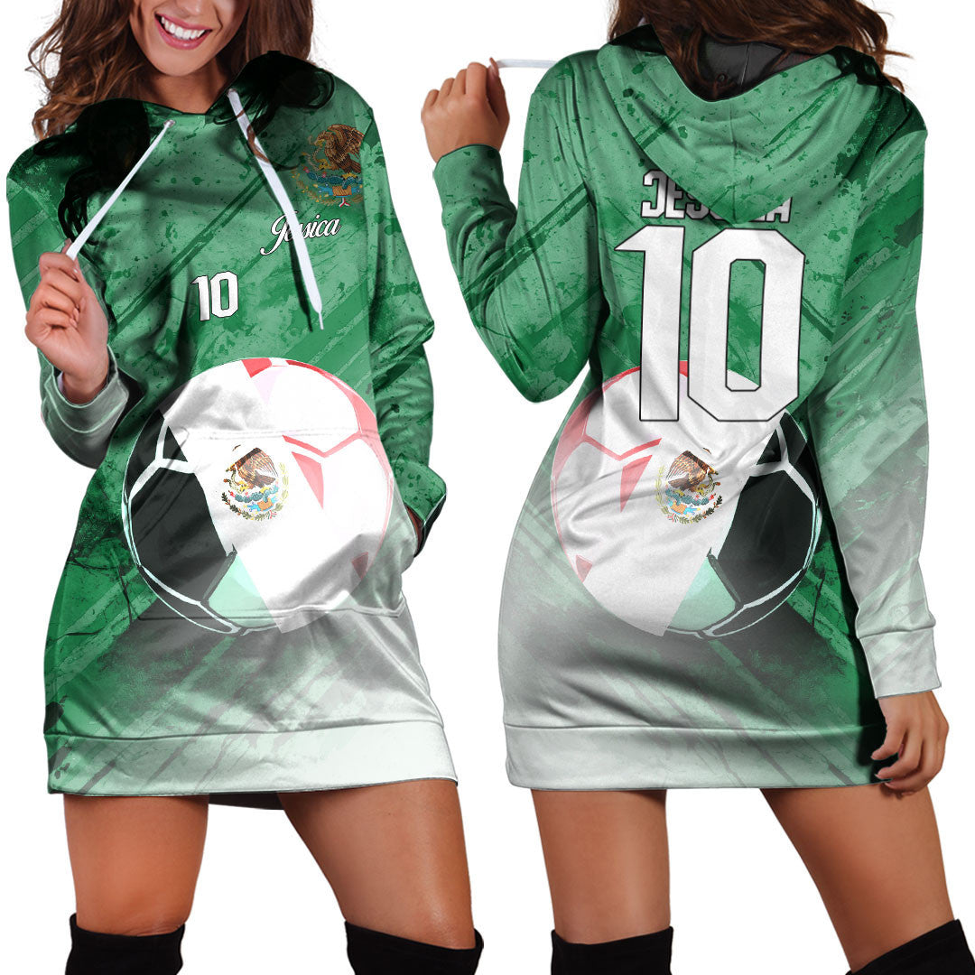 Mexico Soccer Hoodie Dress Custom Female Football Fans