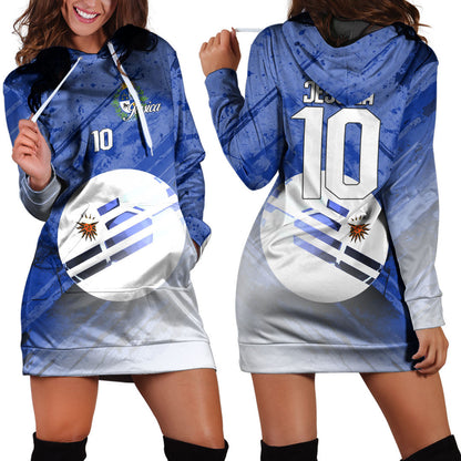Uruguay Soccer Hoodie Dress Custom Female Football Fans