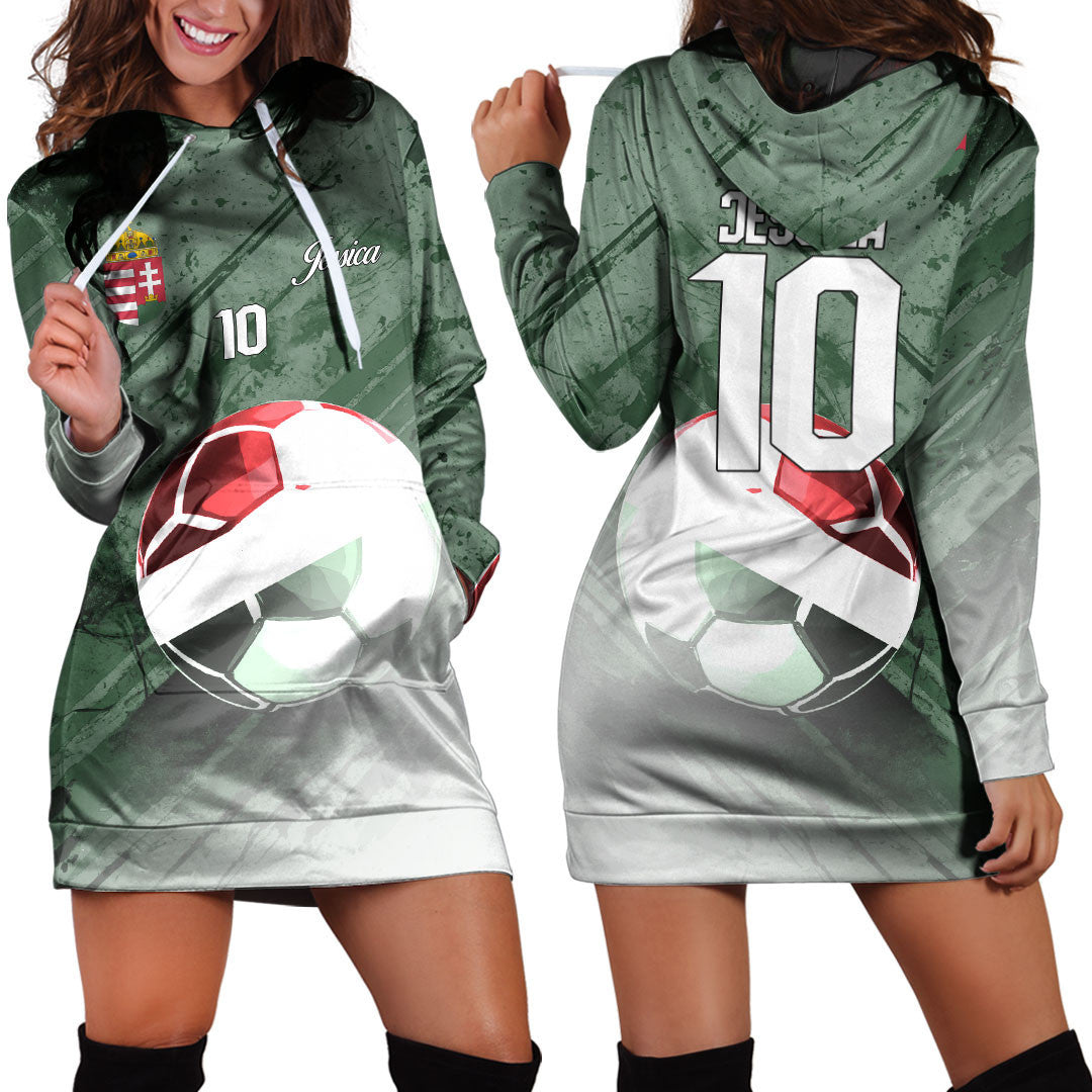 Hungary Soccer Hoodie Dress Custom Female Football Fans