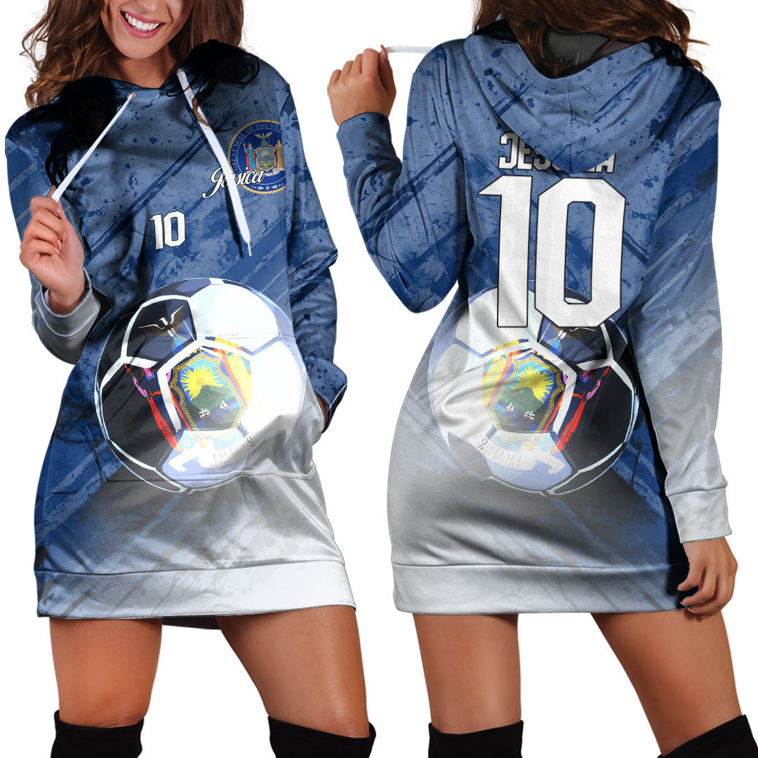 New York Soccer Hoodie Dress Custom Female Football Fans