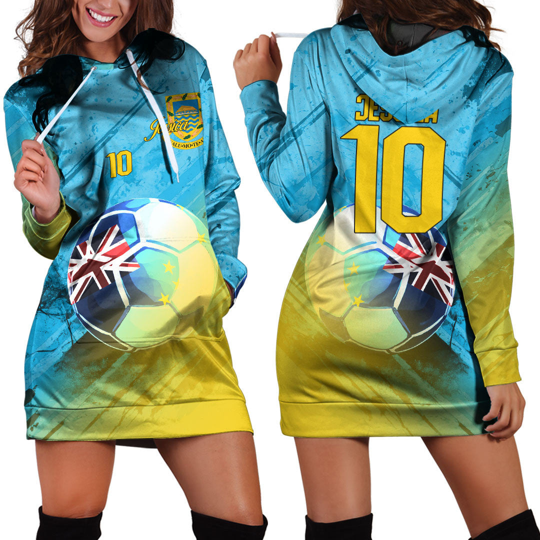 Tuvalu Soccer Hoodie Dress Custom Female Football Fans