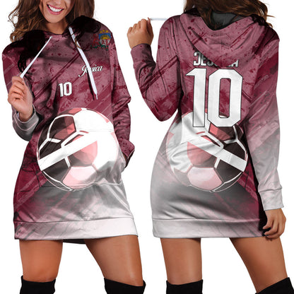 Latvia Soccer Hoodie Dress Custom Female Football Fans