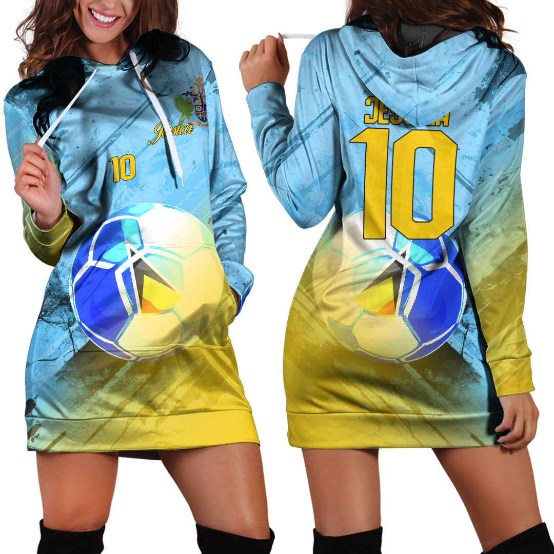 Saint Lucia Soccer Hoodie Dress Custom Female Football Fans