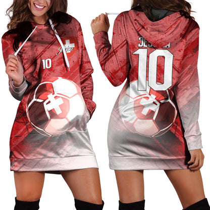 Switzerland Soccer Hoodie Dress Custom Female Football Fans