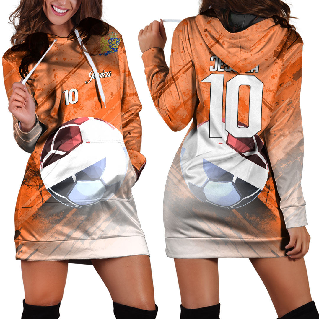 Netherlands Soccer Hoodie Dress Custom Female Football Fans