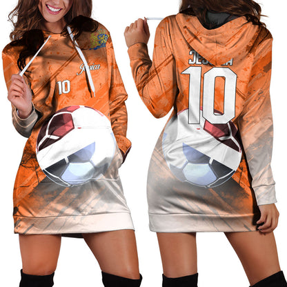 Netherlands Soccer Hoodie Dress Custom Female Football Fans