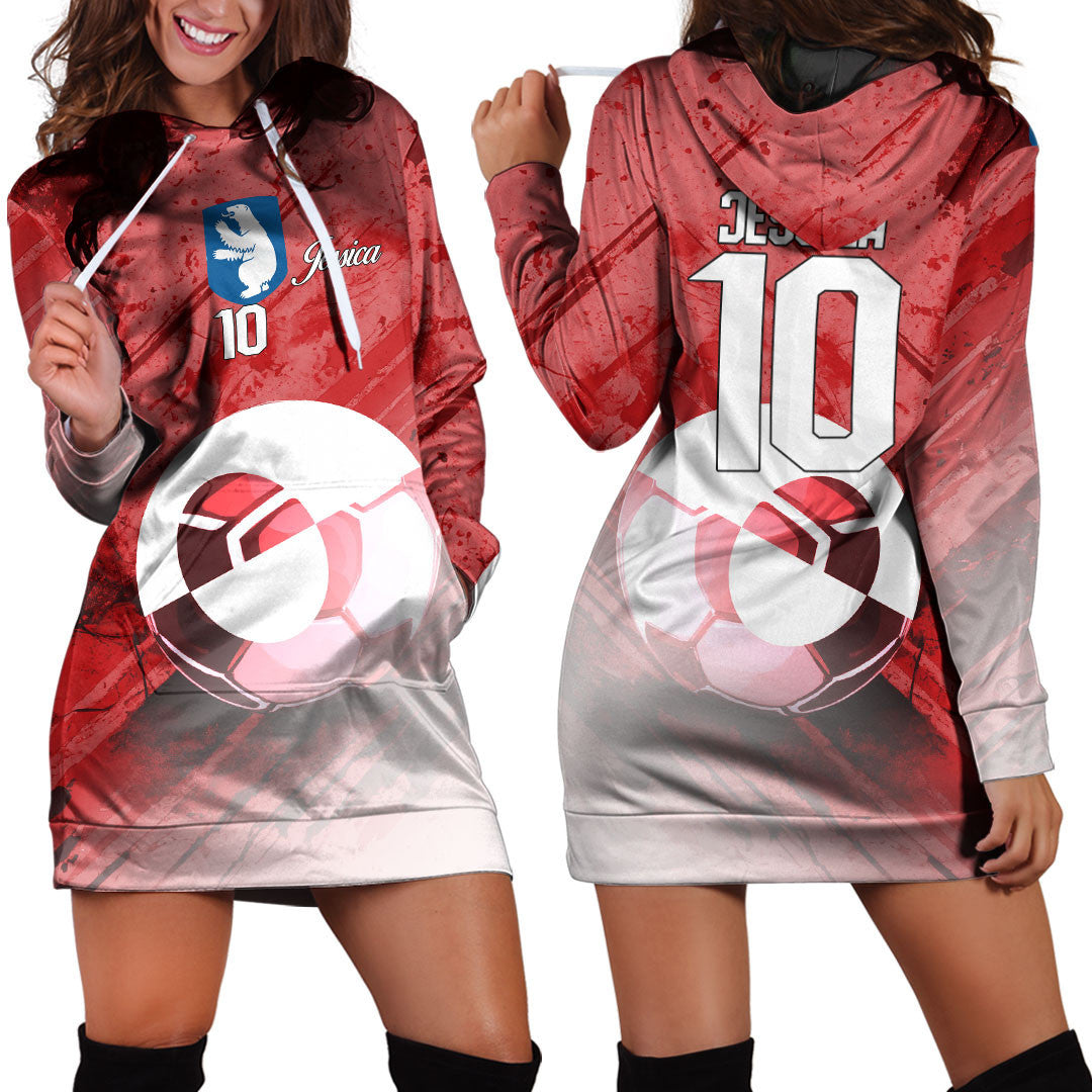 Greenland Soccer Hoodie Dress Custom Female Football Fans