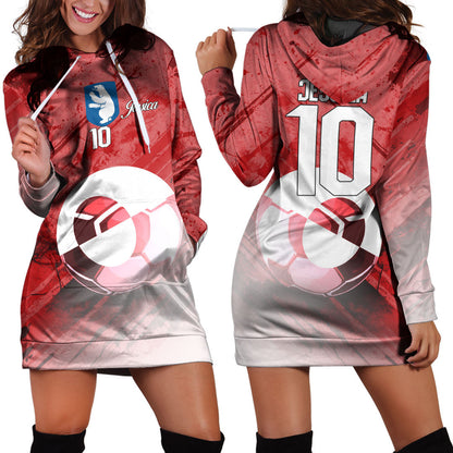 Greenland Soccer Hoodie Dress Custom Female Football Fans