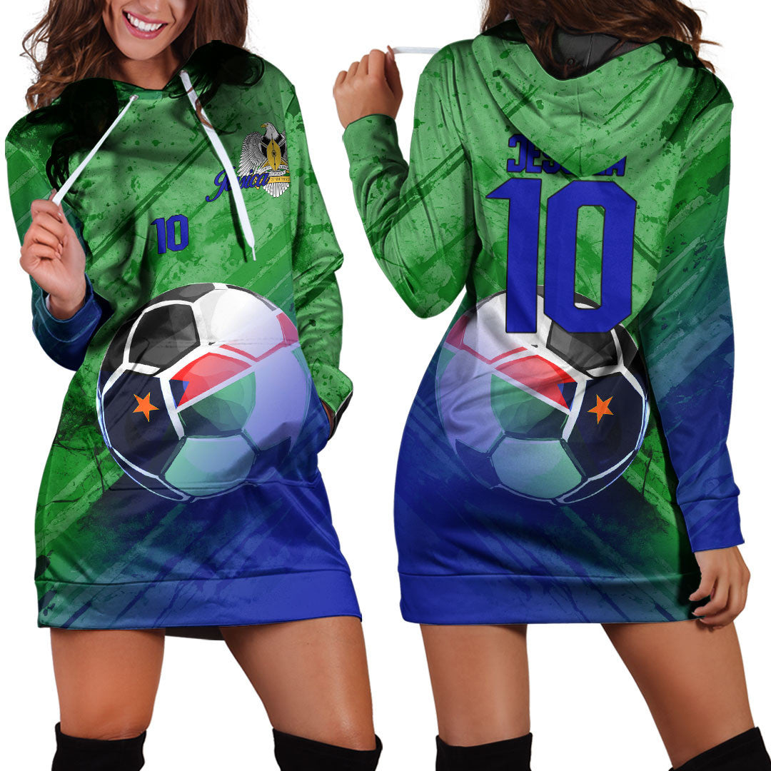 South Sudan Soccer Hoodie Dress Custom Female Football Fans