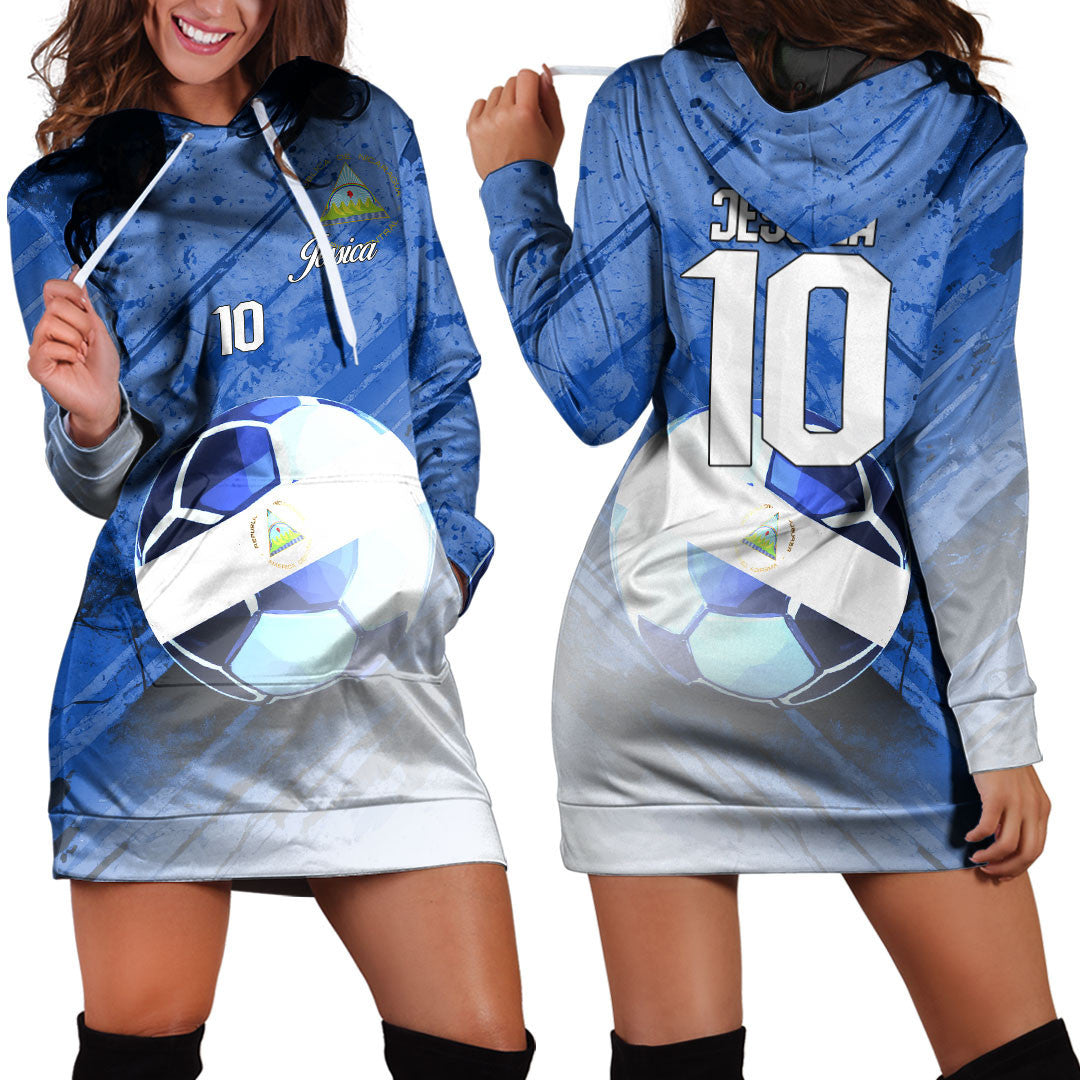 Nicaragua Soccer Hoodie Dress Custom Female Football Fans