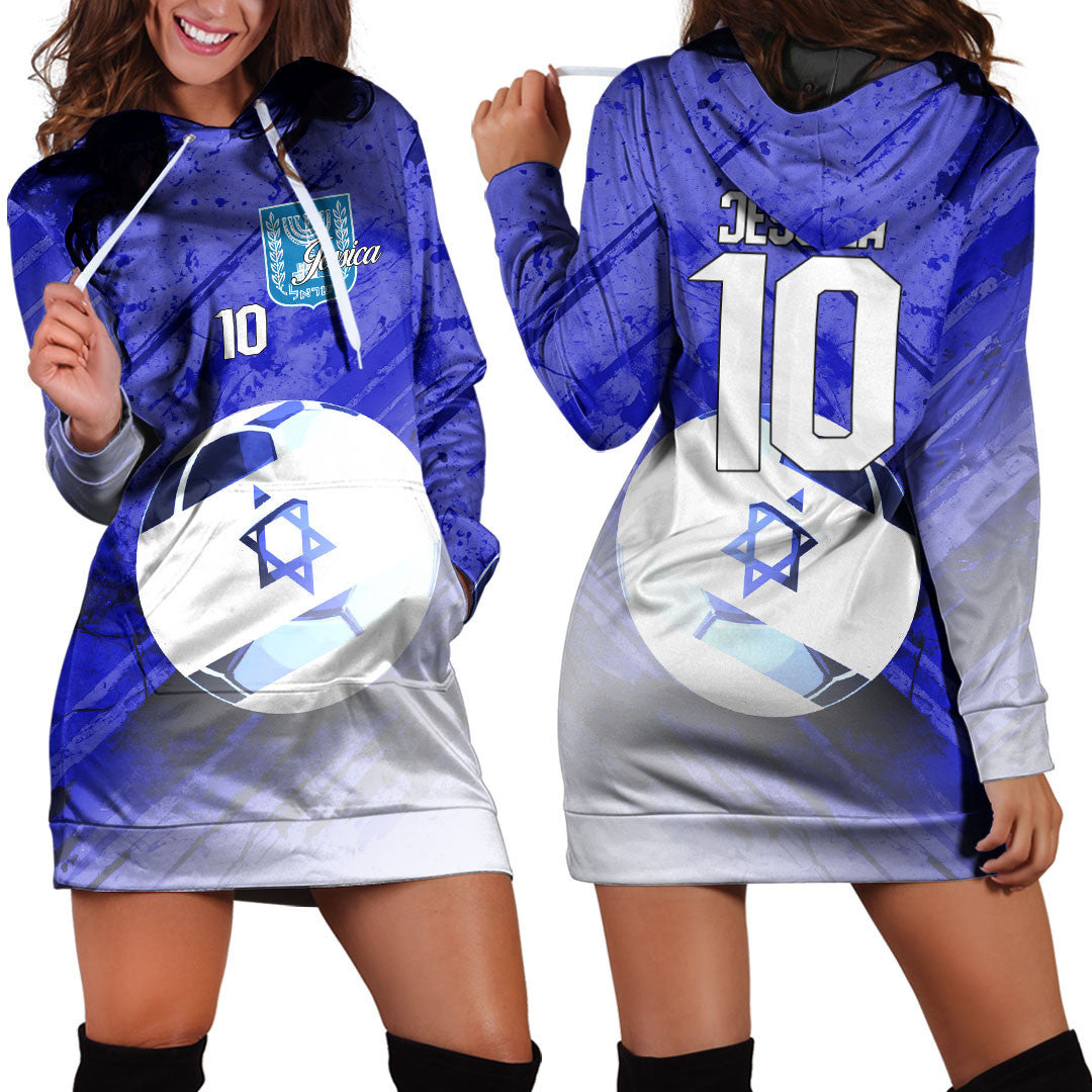 Israel Soccer Hoodie Dress Custom Female Football Fans